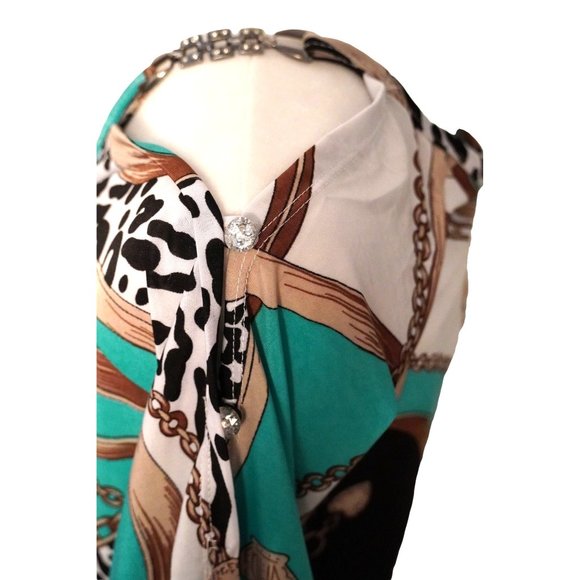 Basix of America Don't Miss Out Blouse Cold Shoulder Rhinestones Top Womens Size - Picture 4 of 10